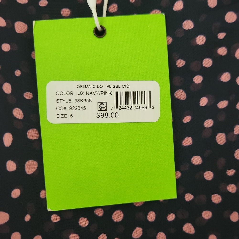 Sam Eldelman Chiffon Navy & Pink Polka Dot Pleted Maxi Dress Size 6 - Picture 4 of 5